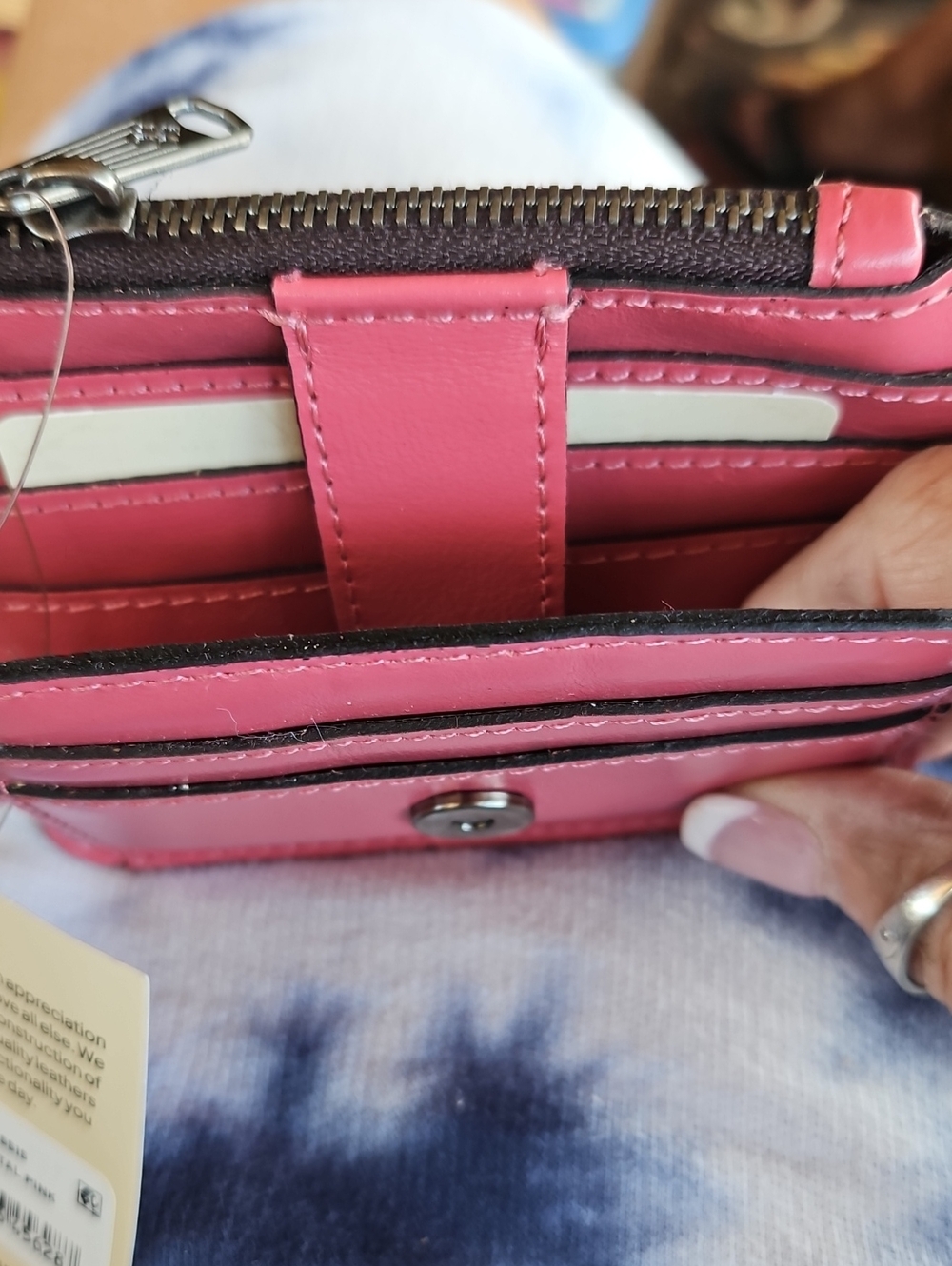 Patricia Nash Petal Pink Cassis Leather Card Wallet - Picture 5 of 7